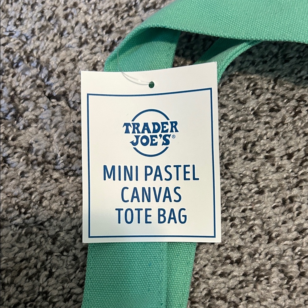 Trader Joe's Pastel Green and Cream Canvas Tote - Picture 3 of 3